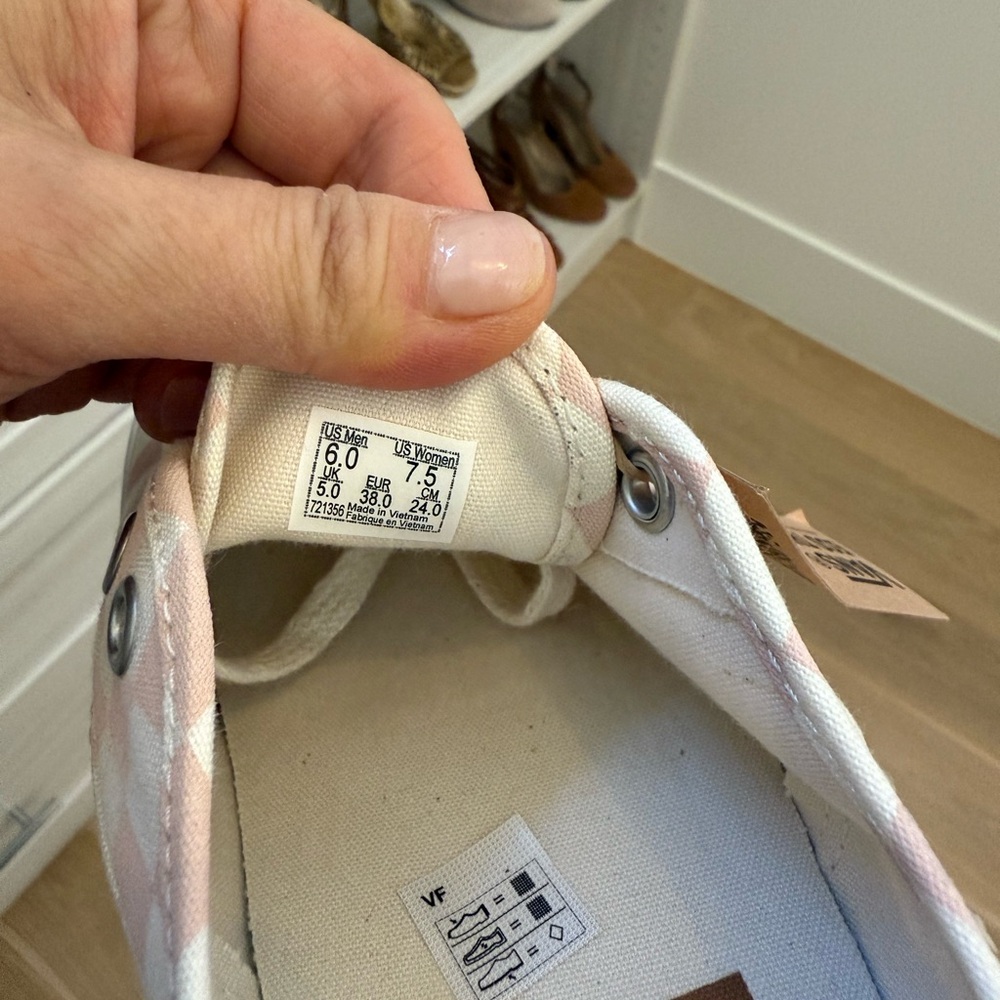 Vans Pink and White Checkerboard Authentic Sneakers - Picture 2 of 4